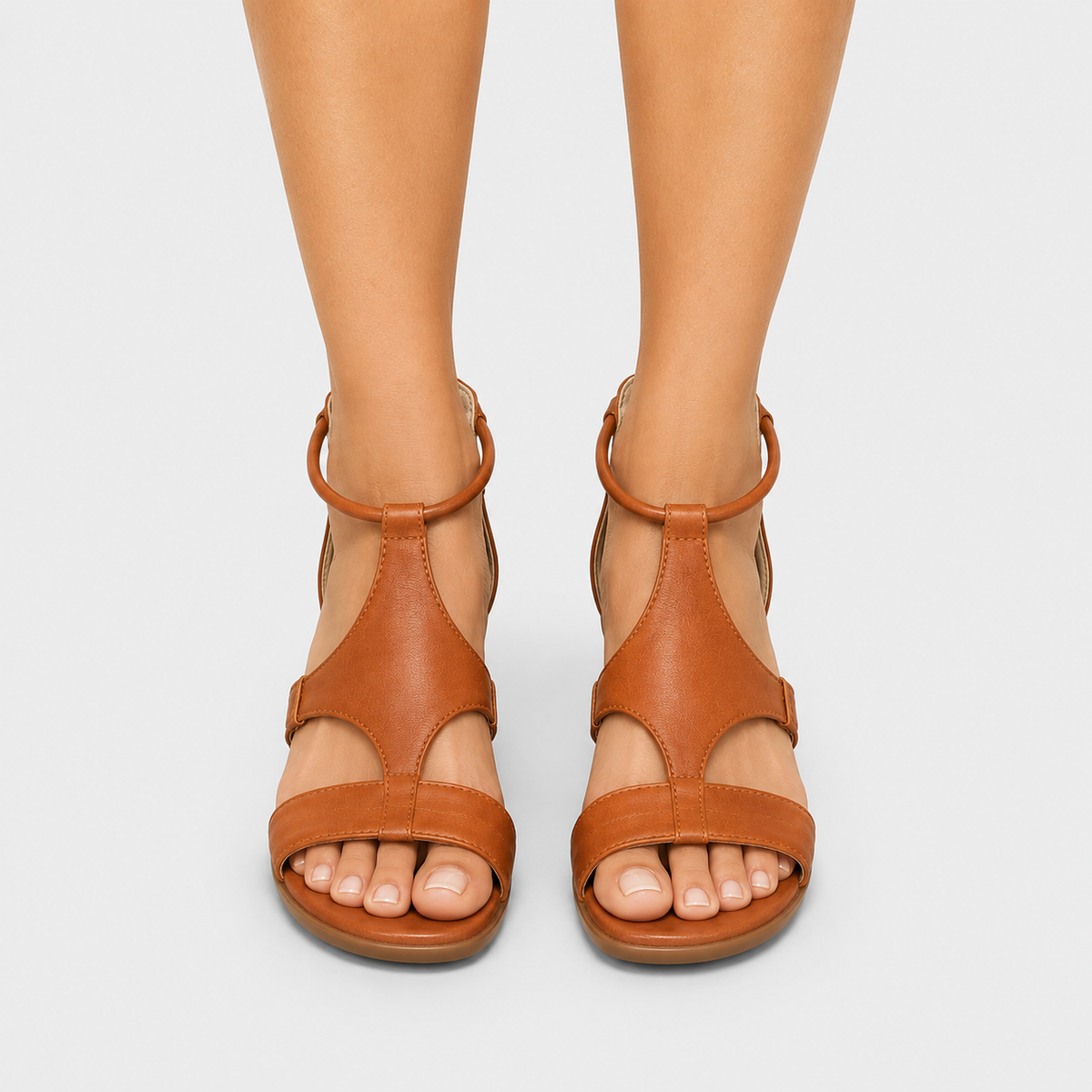 Open Toe Leather Sandals, Cushioned Supportive Footbed