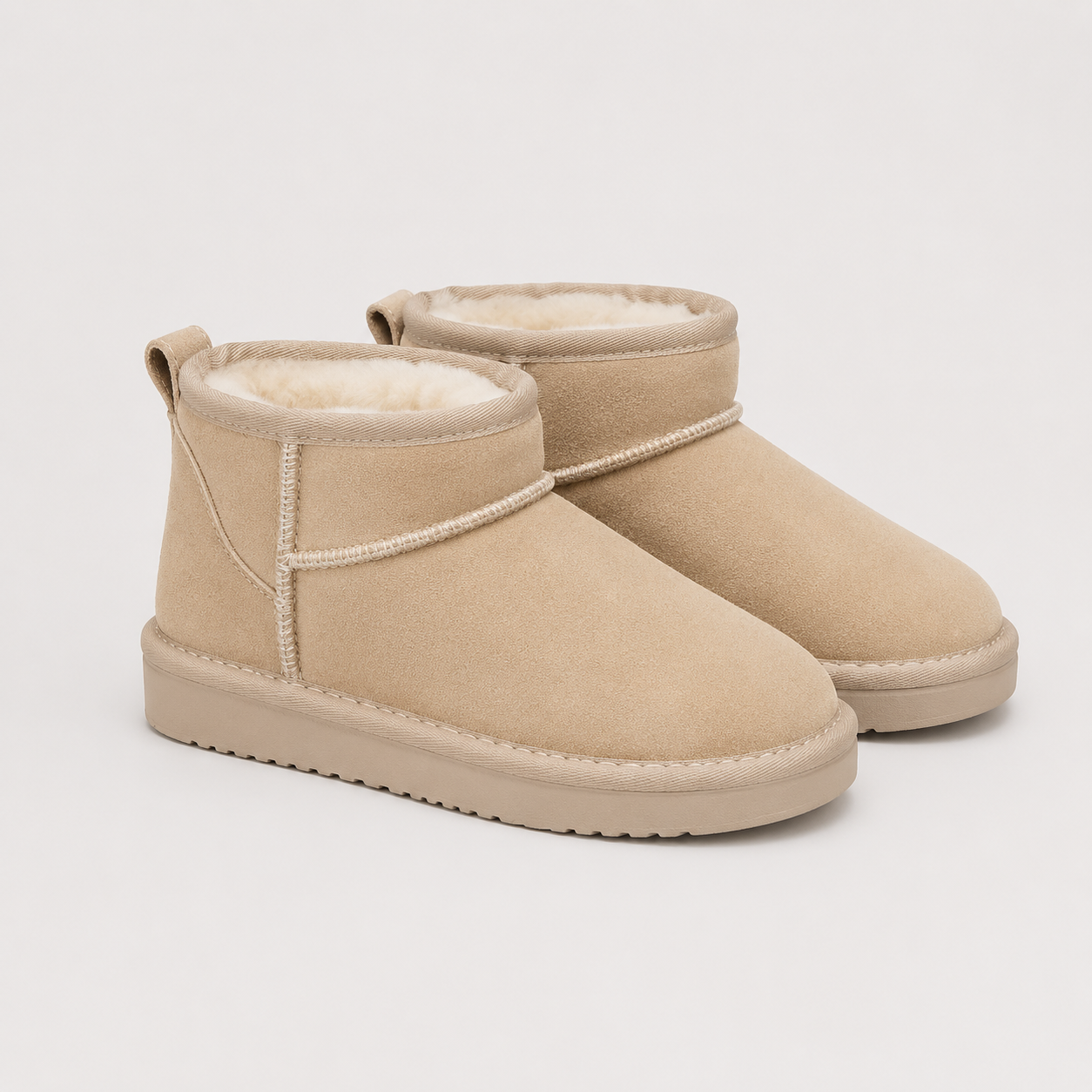 Shearling Lined Mini Ankle Boots, Warm Winter Style