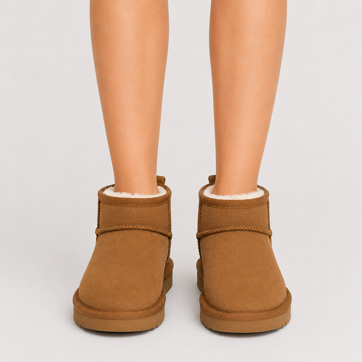 Shearling Lined Mini Ankle Boots, Warm Winter Style