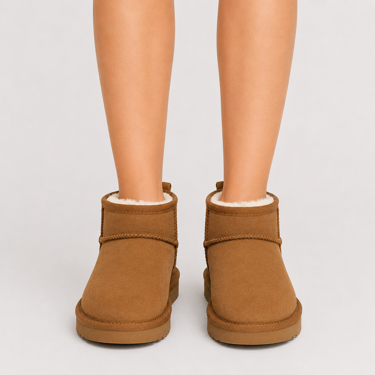 Shearling Lined Mini Ankle Boots, Warm Winter Style