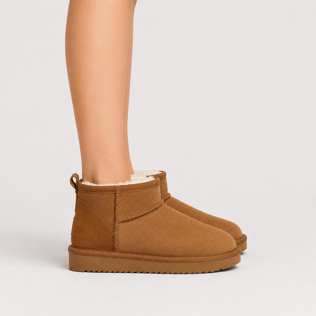 Shearling Lined Mini Ankle Boots, Warm Winter Style