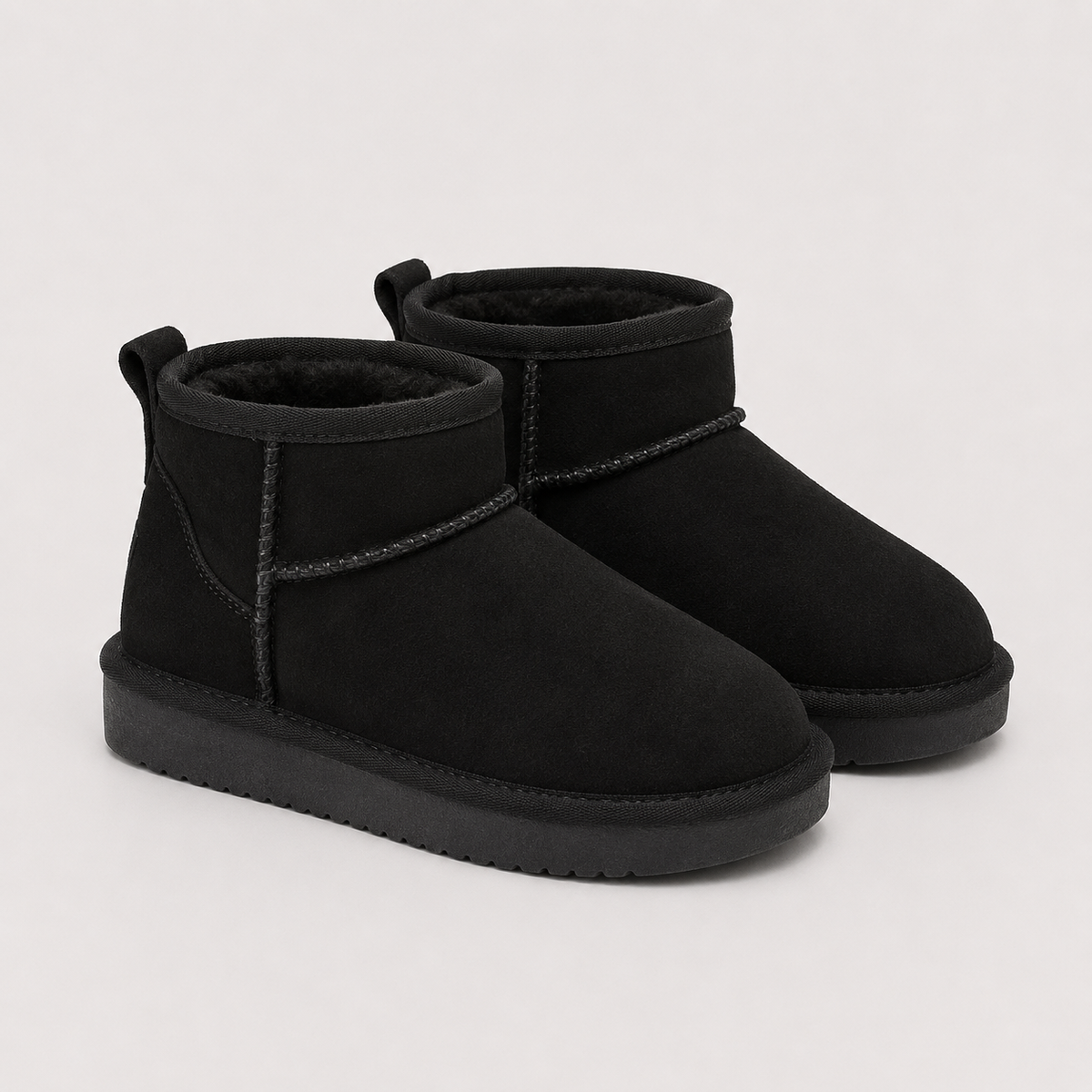Shearling Lined Mini Ankle Boots, Warm Winter Style