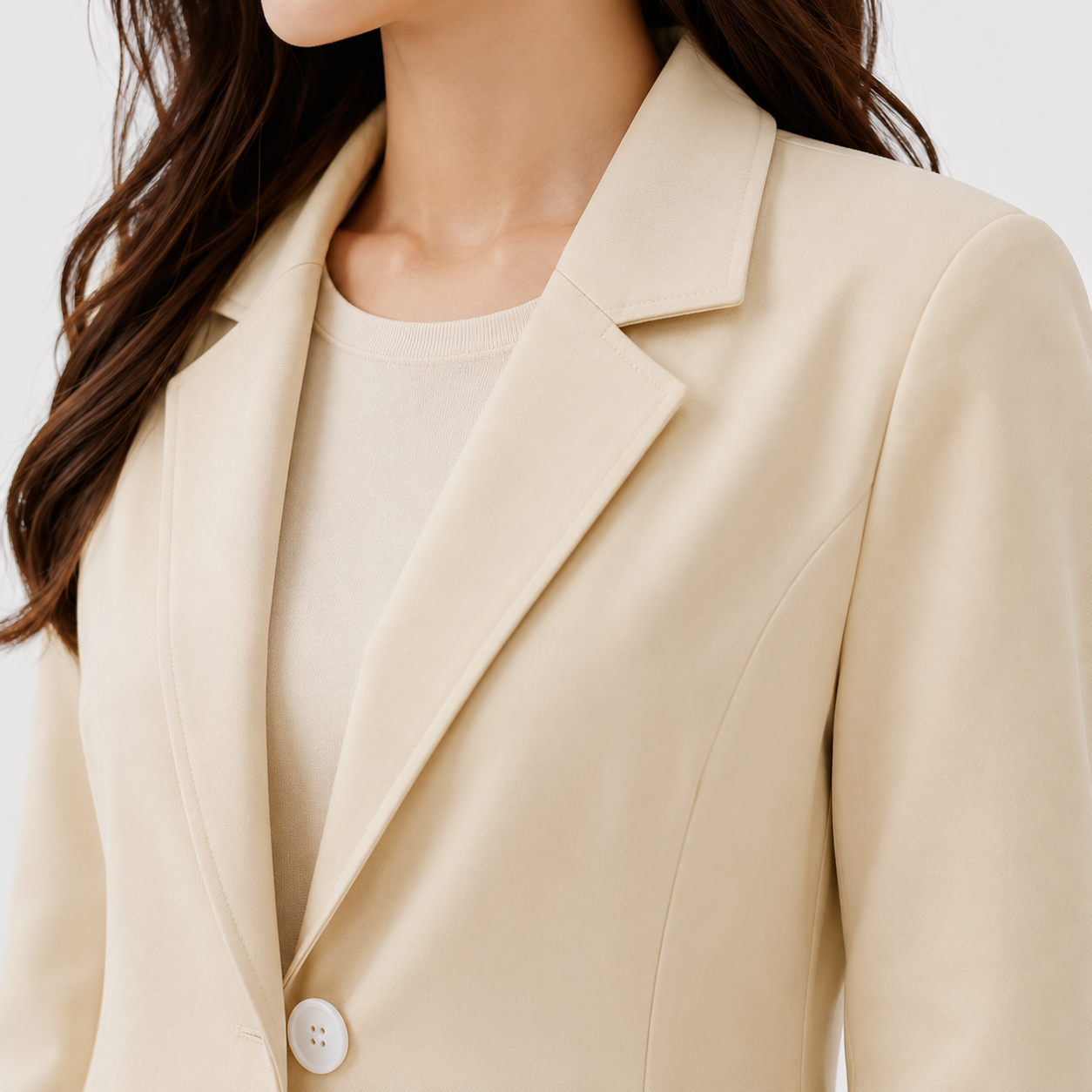 Tailored Blazer and Wide Leg Trouser Set, Beige Suit