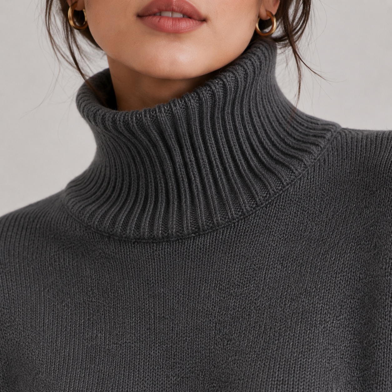 Lightweight Knit Turtleneck Sweater, Soft Relaxed Fit