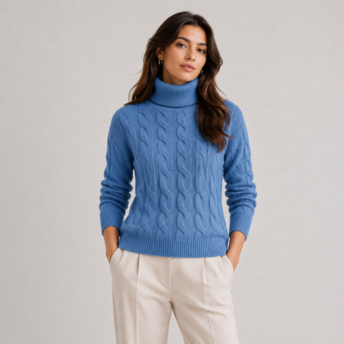 Turtleneck Sweater, Long Sleeve Lightweight Knit Top