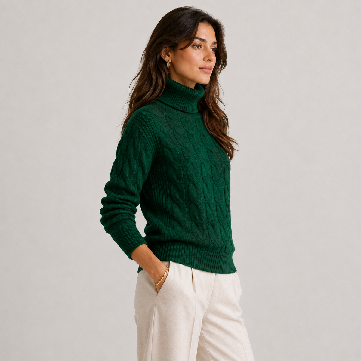 Turtleneck Sweater, Long Sleeve Lightweight Knit Top
