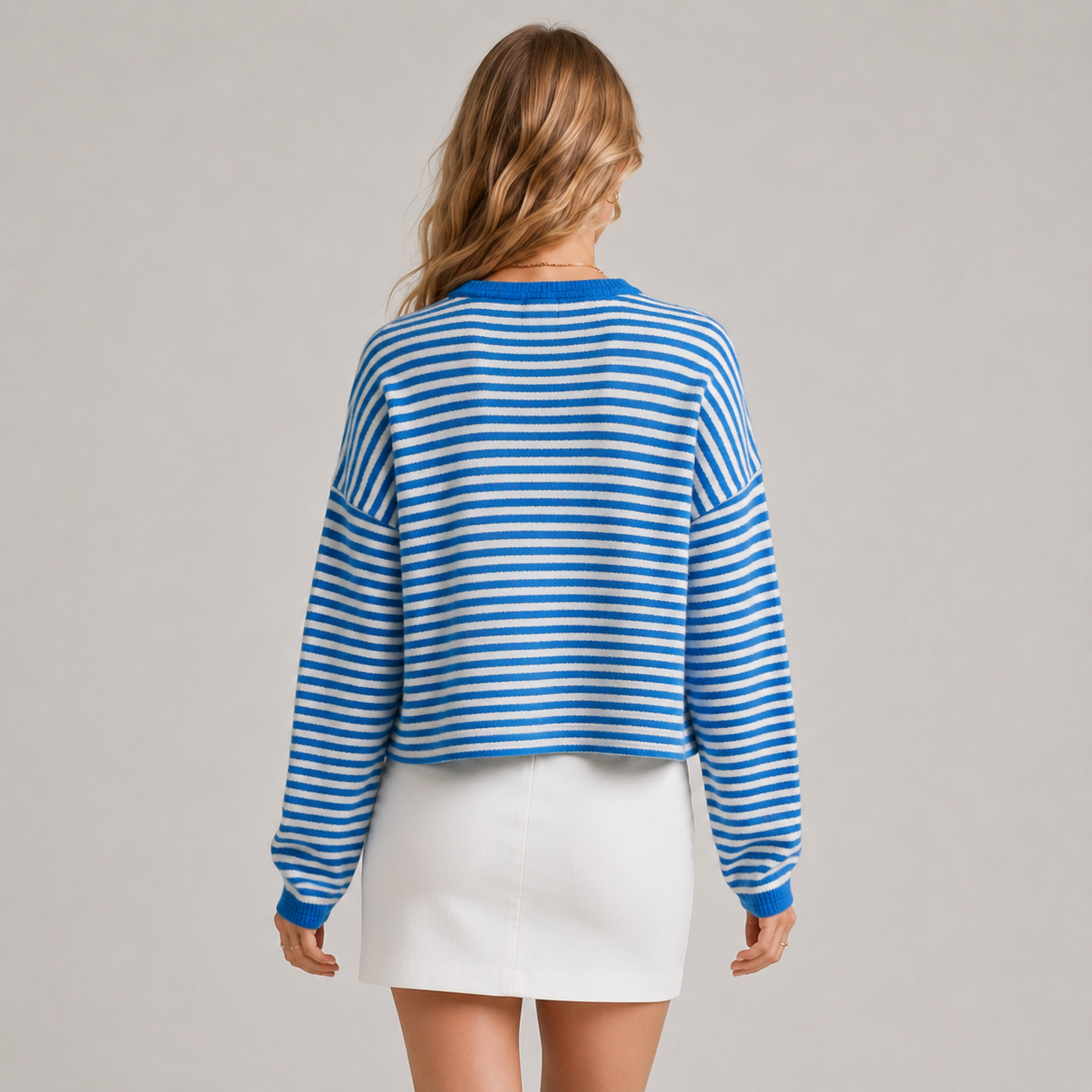 Relaxed Fit Striped Cardigan, Soft Knit Open Layer