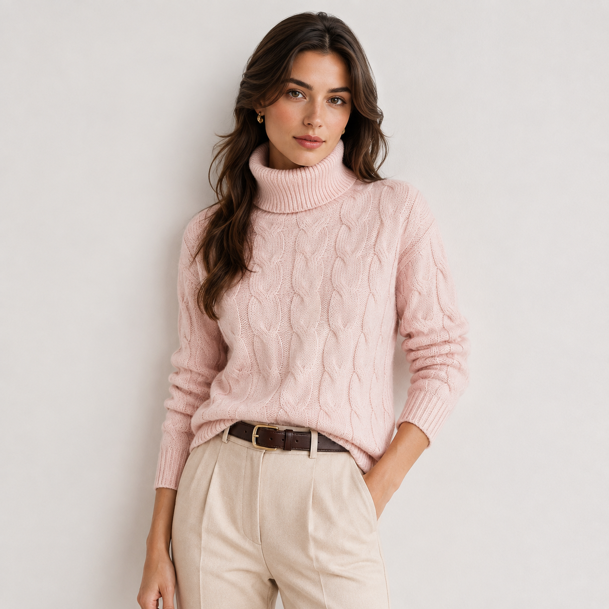 Turtleneck Sweater, Long Sleeve Lightweight Knit Top