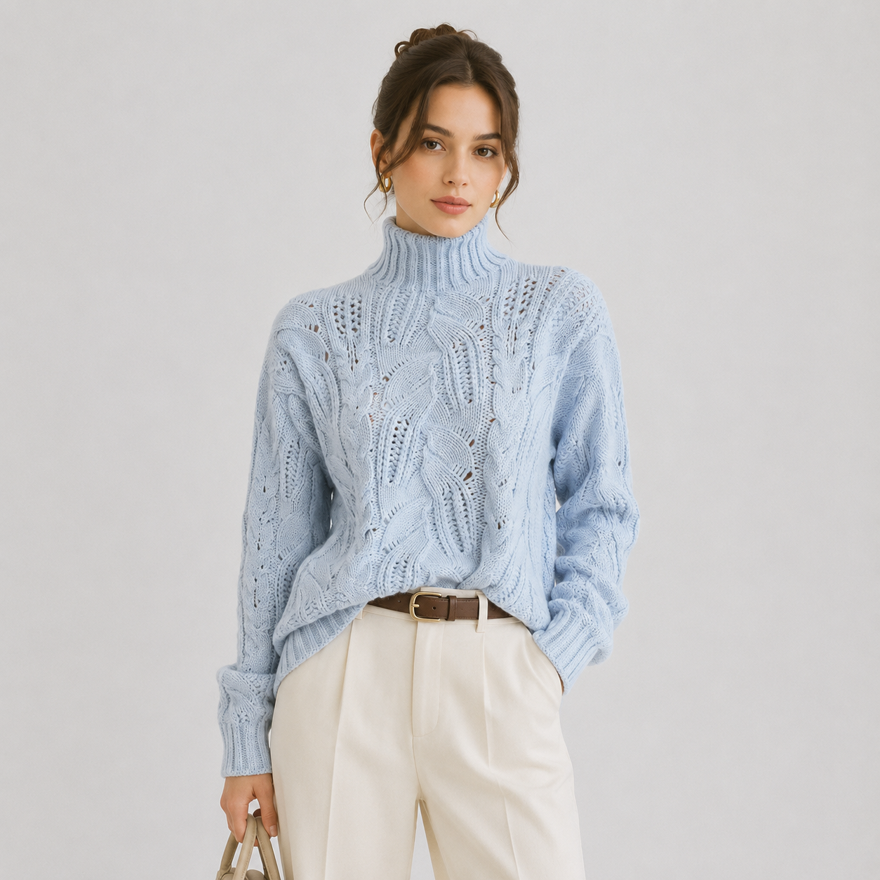 Cashmere Look Sweater, Warm Long Sleeve Knit Jumper