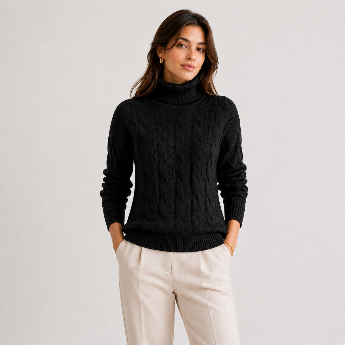 Turtleneck Sweater, Long Sleeve Lightweight Knit Top