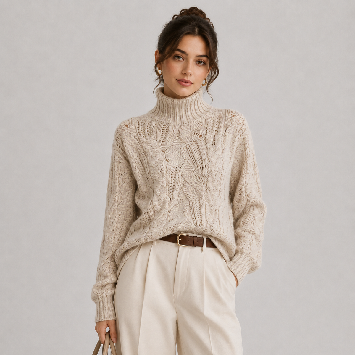 Cashmere Look Sweater, Warm Long Sleeve Knit Jumper
