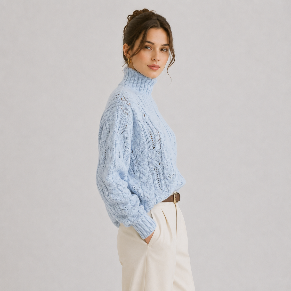 Cashmere Look Sweater, Warm Long Sleeve Knit Jumper