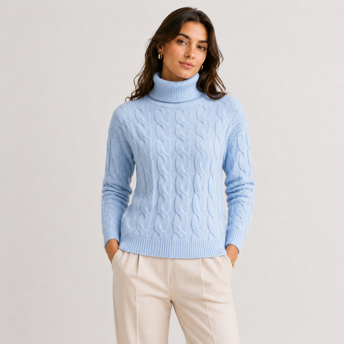 Turtleneck Sweater, Long Sleeve Lightweight Knit Top