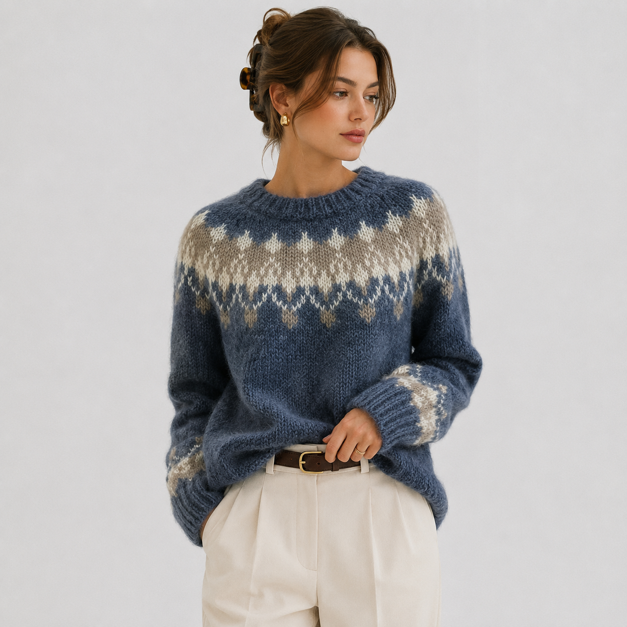 Cashmere Look Pullover, Lightweight Warm Knit Sweater