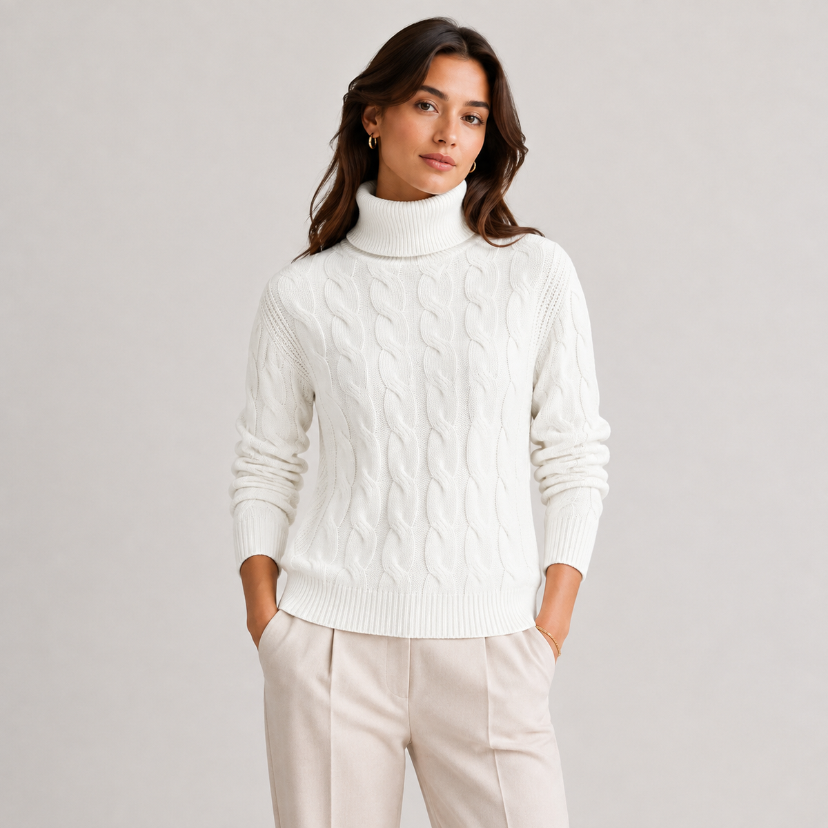Turtleneck Sweater, Long Sleeve Lightweight Knit Top