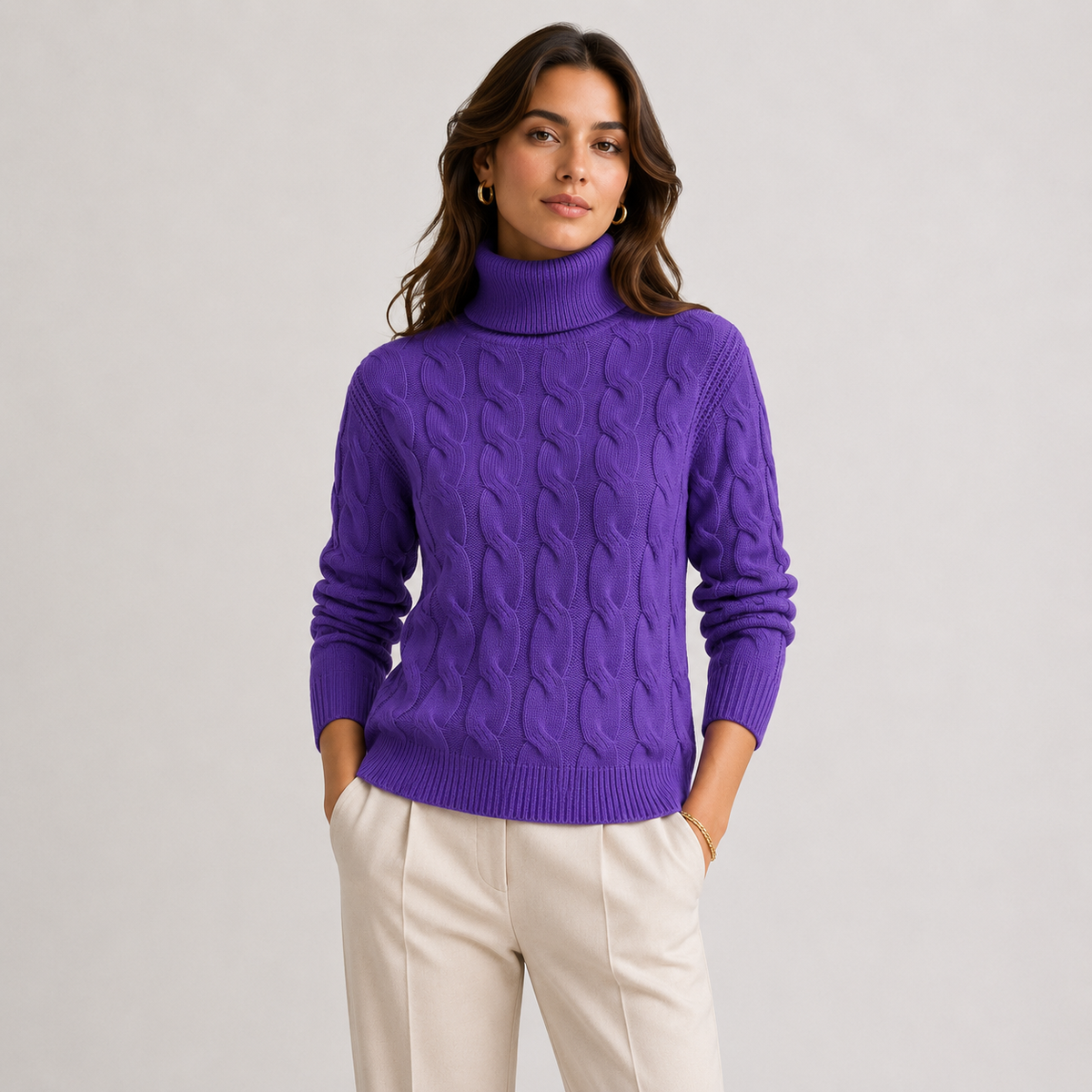 Turtleneck Sweater, Long Sleeve Lightweight Knit Top
