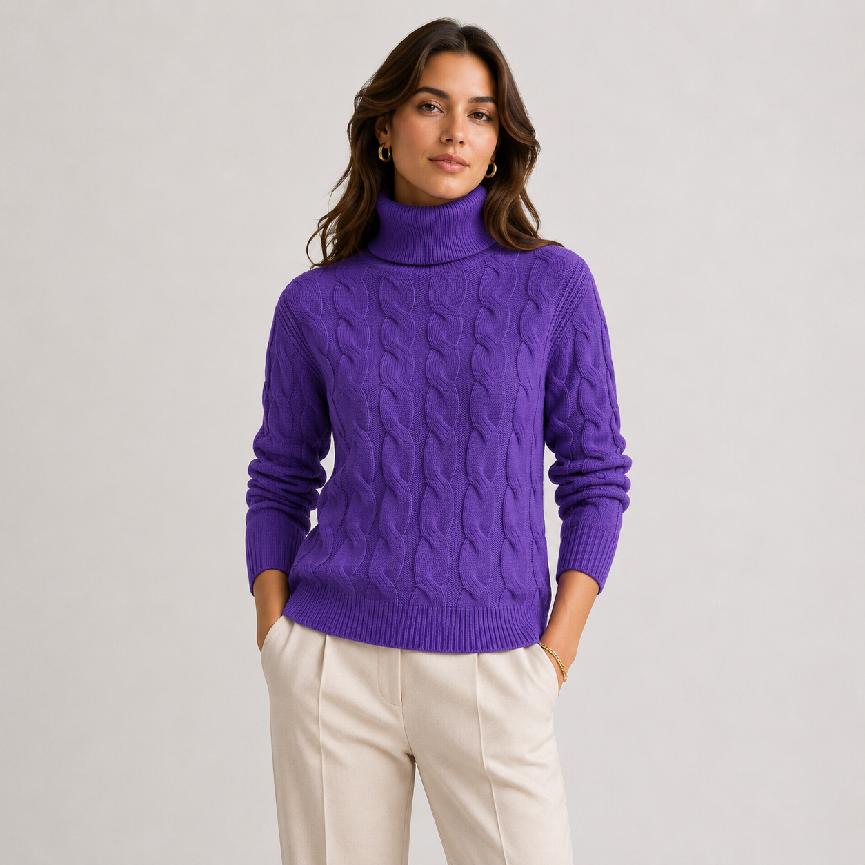 Turtleneck Sweater, Long Sleeve Lightweight Knit Top
