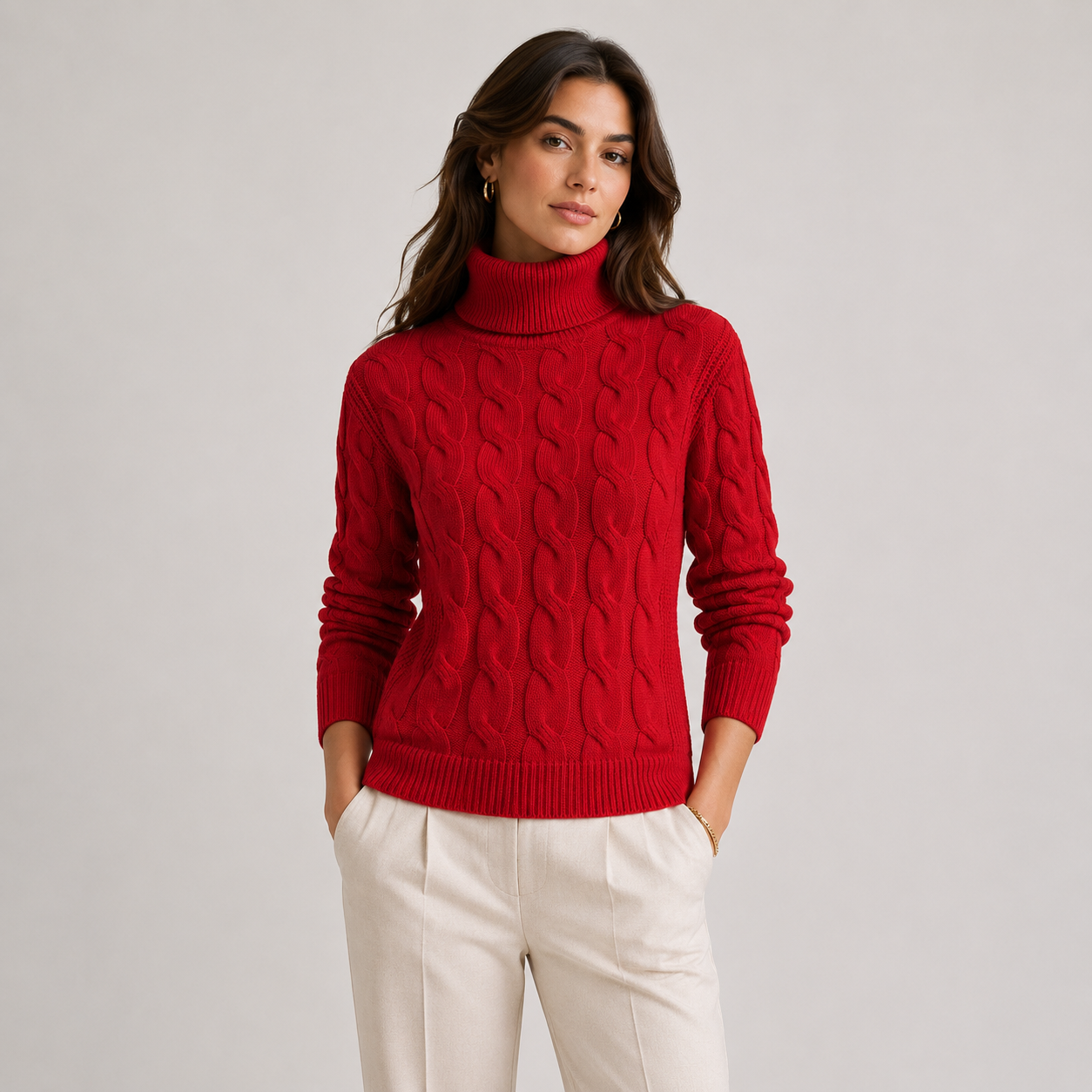 Turtleneck Sweater, Long Sleeve Lightweight Knit Top