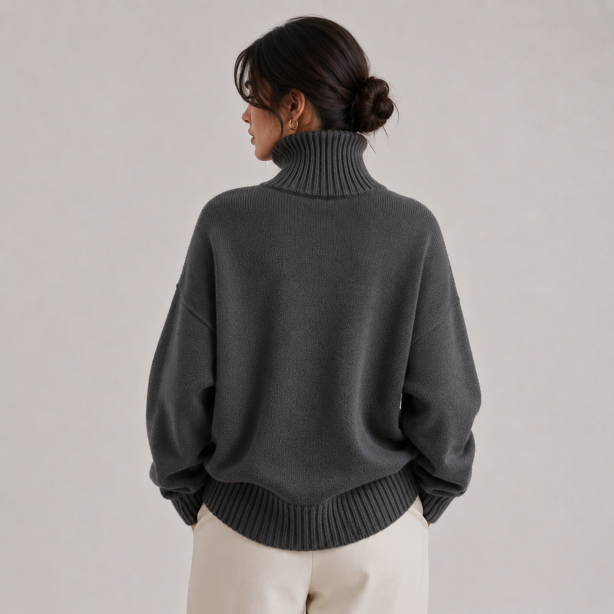 Lightweight Knit Turtleneck Sweater, Soft Relaxed Fit