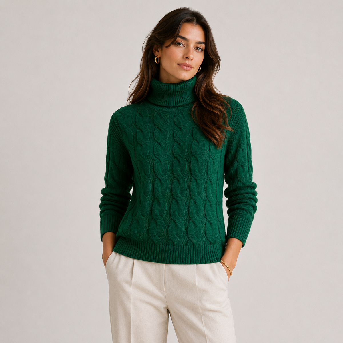 Turtleneck Sweater, Long Sleeve Lightweight Knit Top