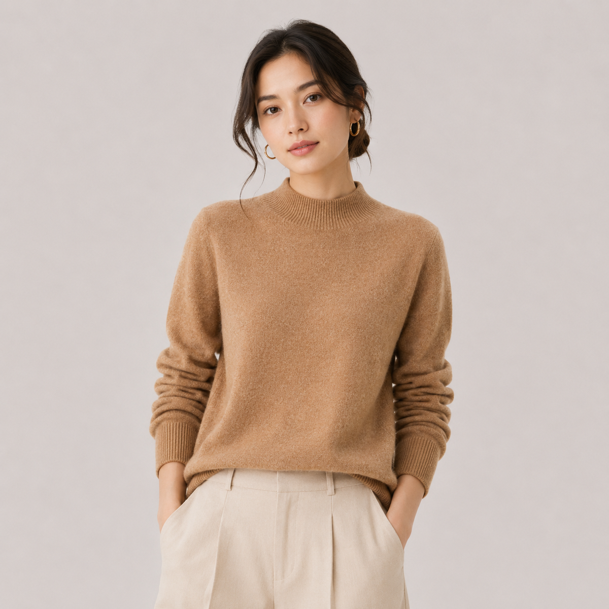 Cashmere Feel Knit Sweater, Lightweight Classic Fit