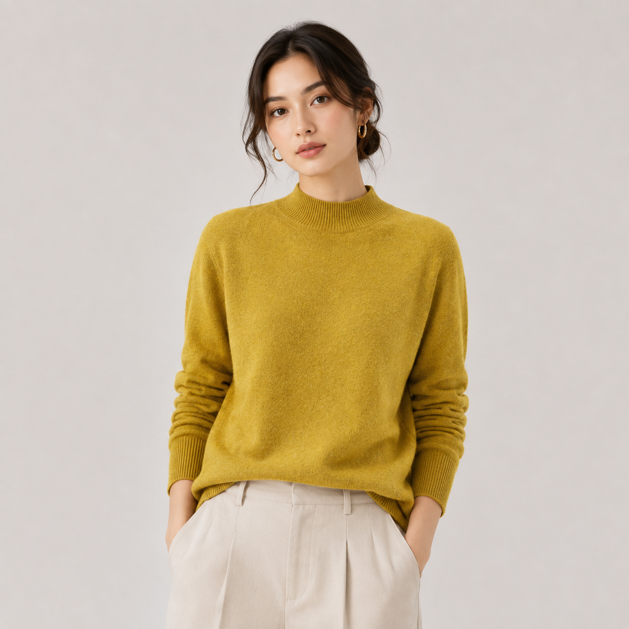 Cashmere Feel Knit Sweater, Lightweight Classic Fit