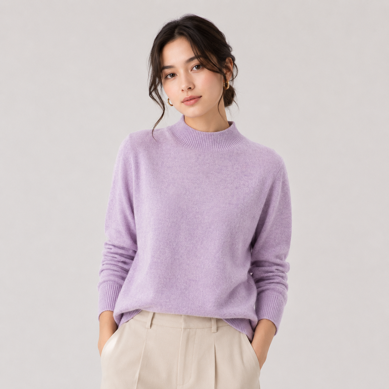 Cashmere Feel Knit Sweater, Lightweight Classic Fit