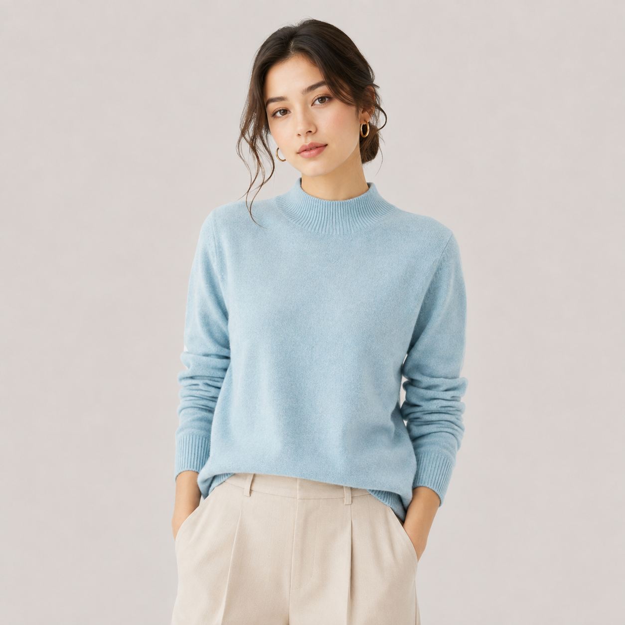 Cashmere Feel Knit Sweater, Lightweight Classic Fit