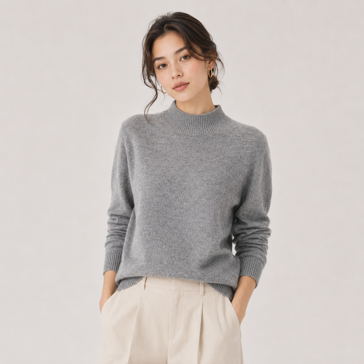 Cashmere Feel Knit Sweater, Lightweight Classic Fit