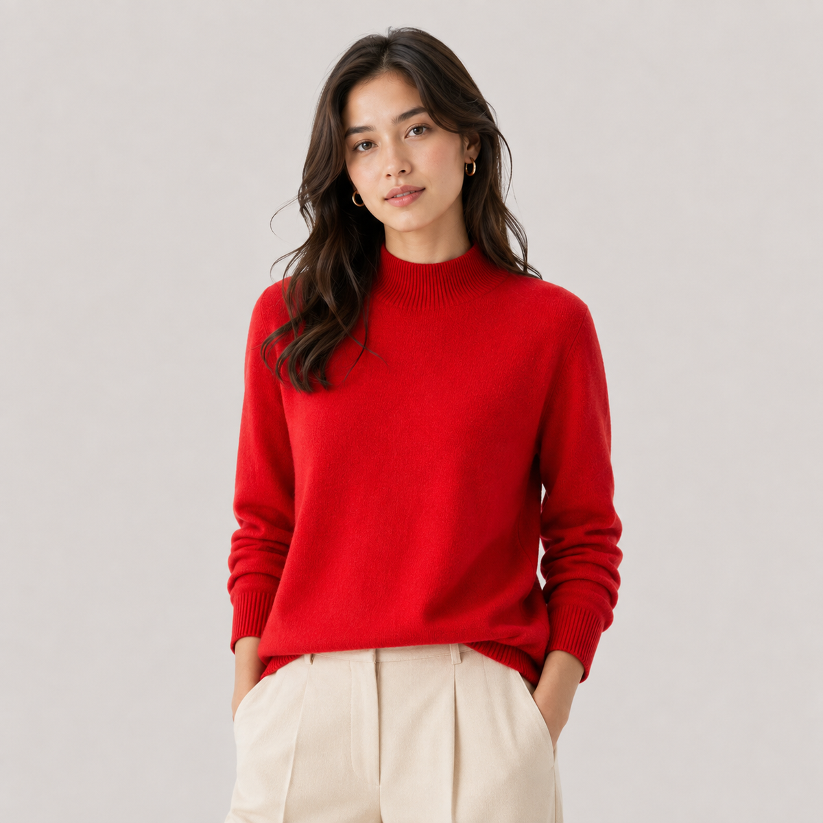 Cashmere Feel Knit Sweater, Lightweight Classic Fit