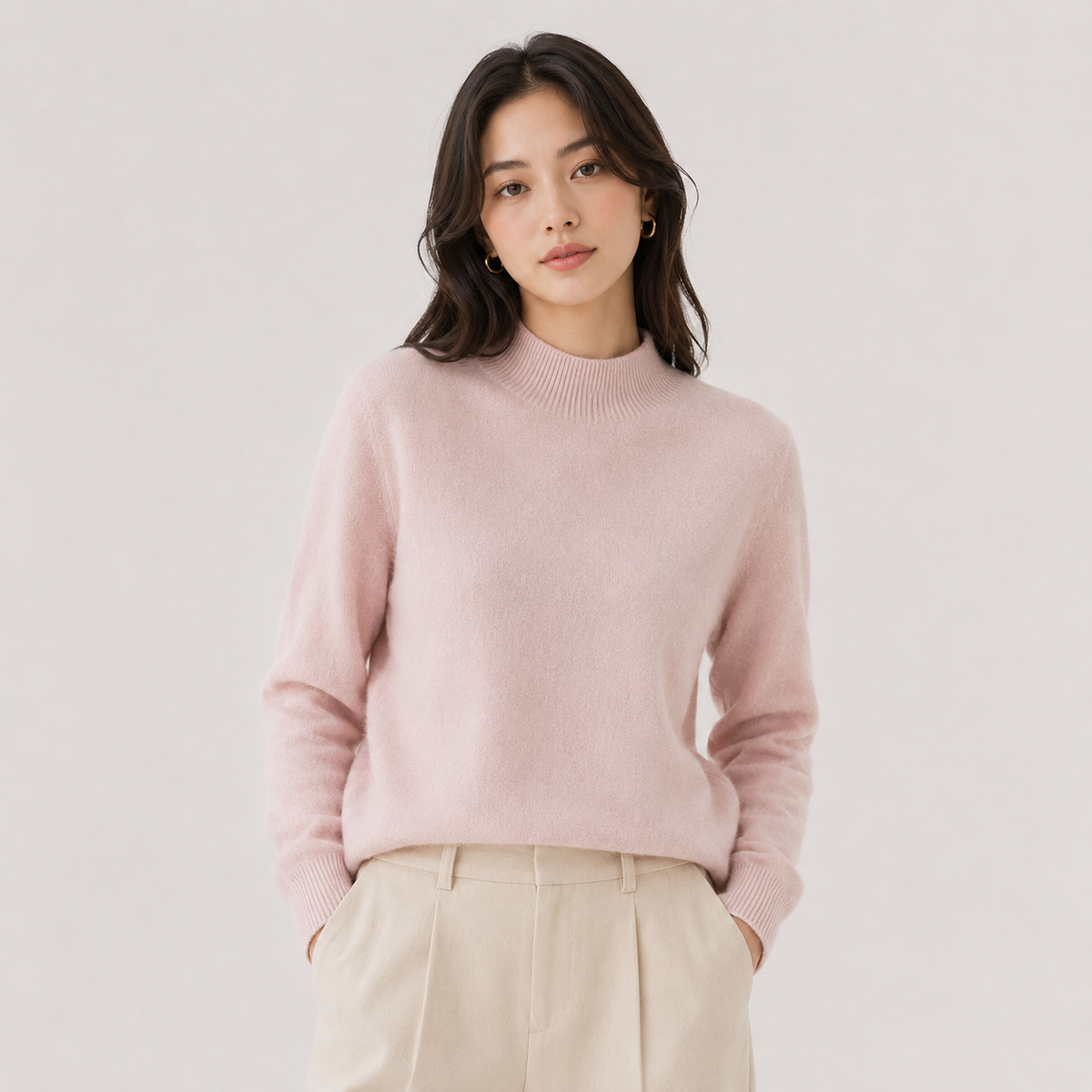 Cashmere Feel Knit Sweater, Lightweight Classic Fit