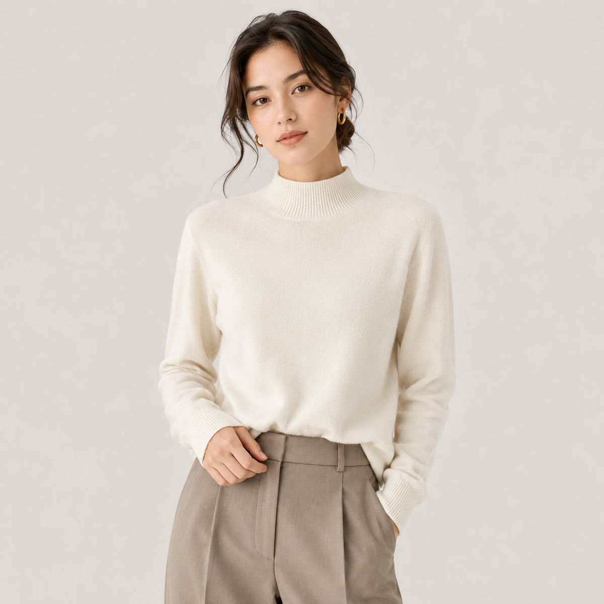Cashmere Feel Knit Sweater, Lightweight Classic Fit