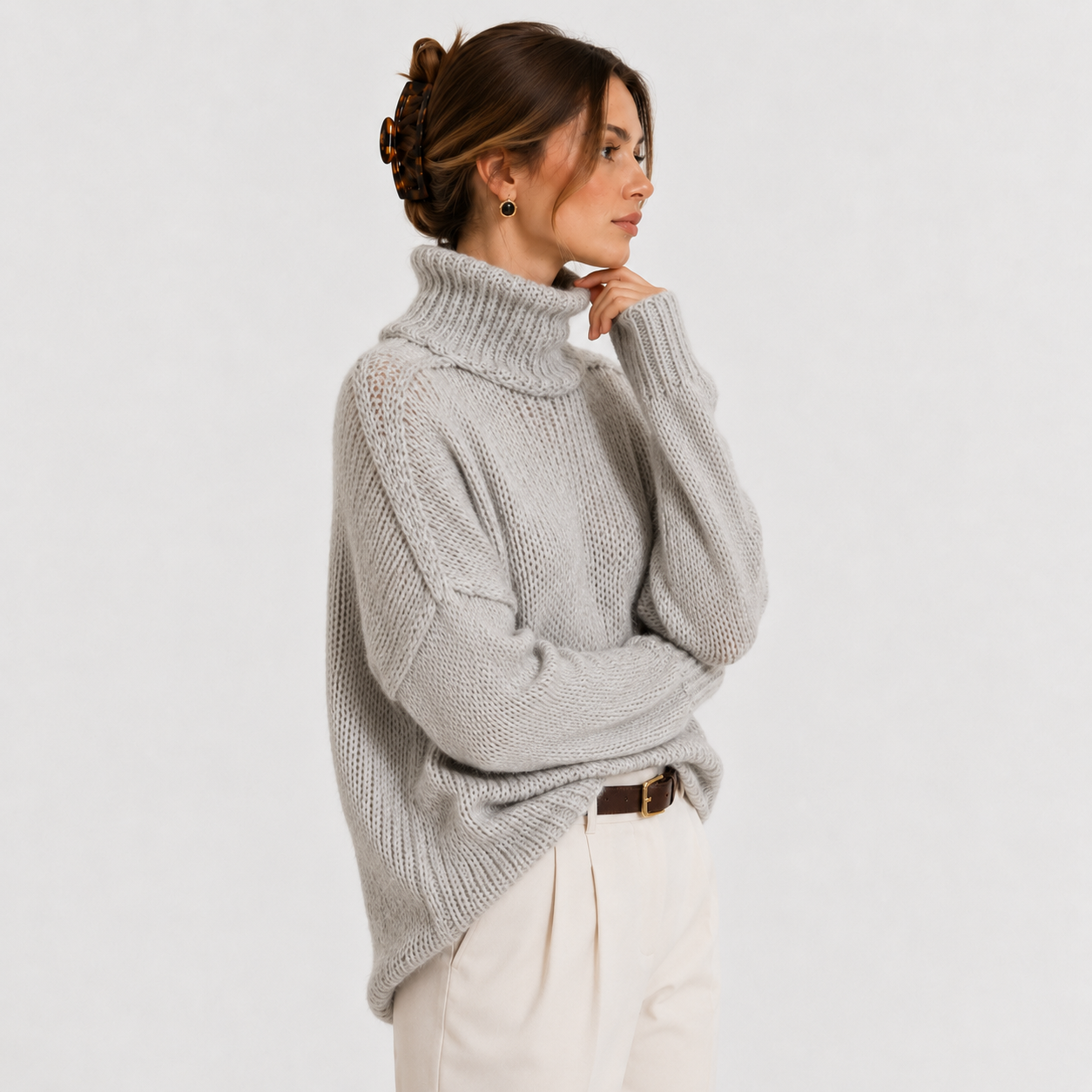 Relaxed Knit Pullover Sweater, Cosy Long Sleeve Top