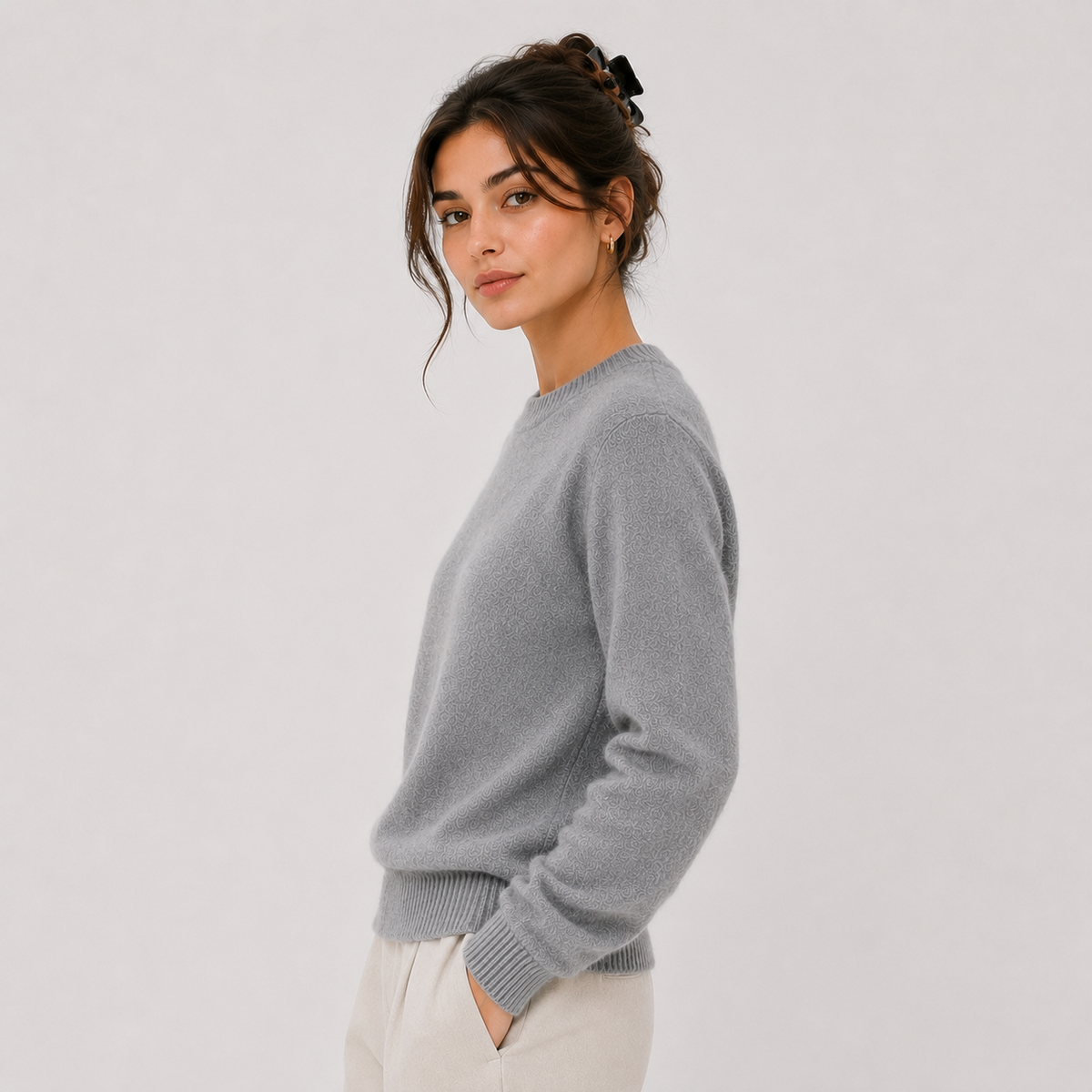 Classic Cashmere Look Sweater, Fine Knit Layering Top
