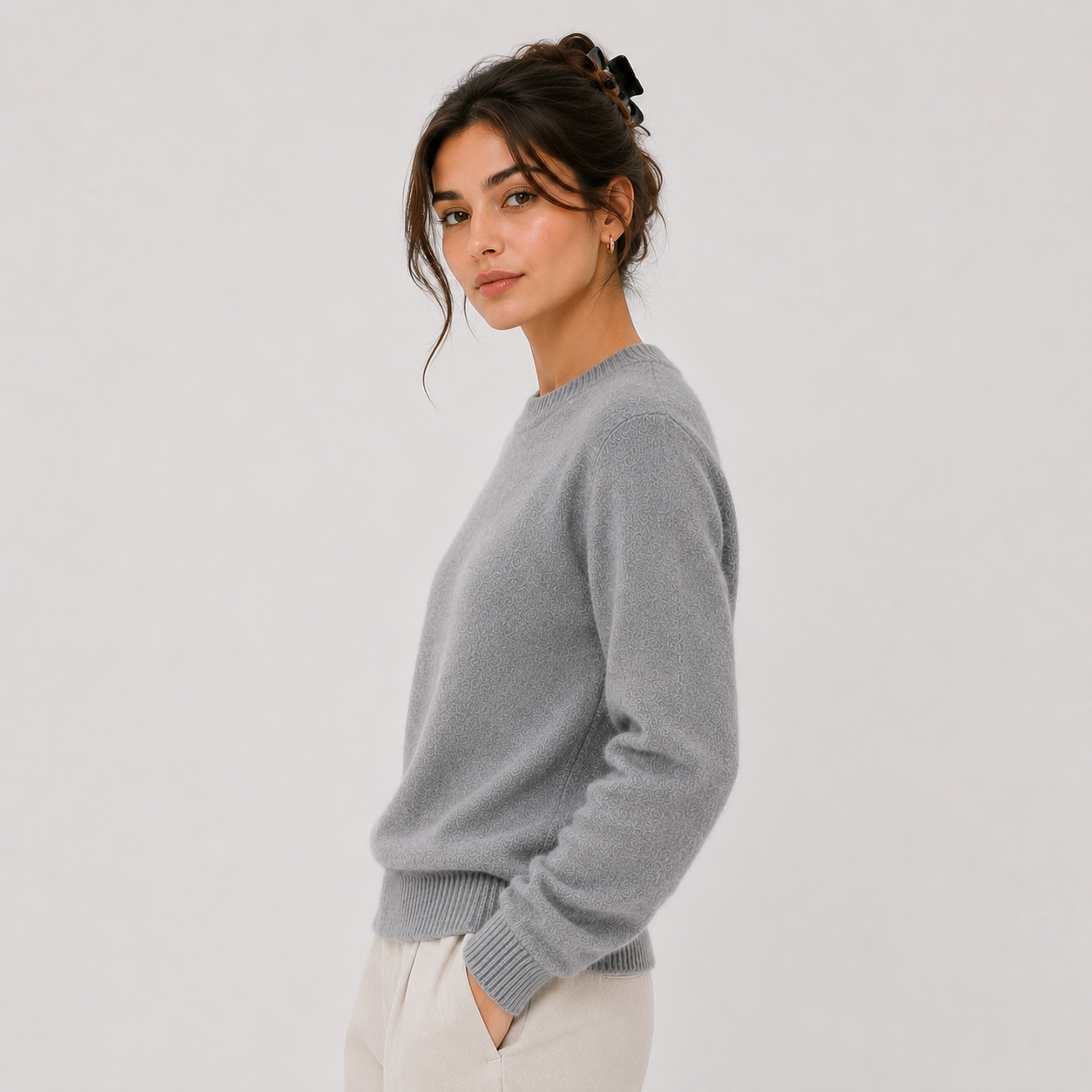 Classic Cashmere Look Sweater, Fine Knit Layering Top