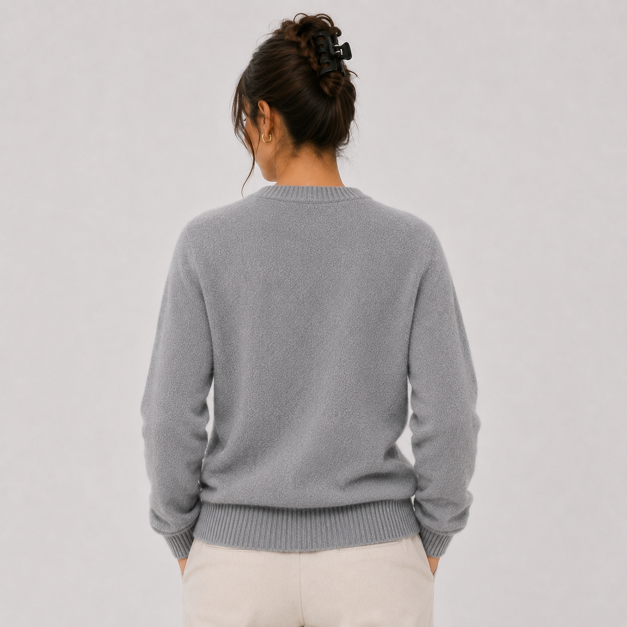 Classic Cashmere Look Sweater, Fine Knit Layering Top