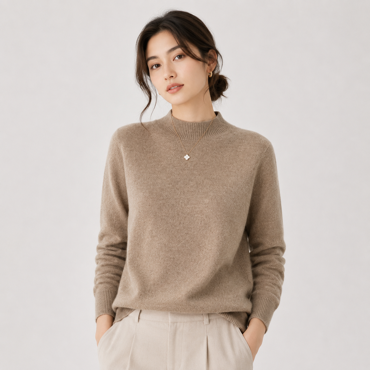 Cashmere Feel Knit Sweater, Lightweight Classic Fit