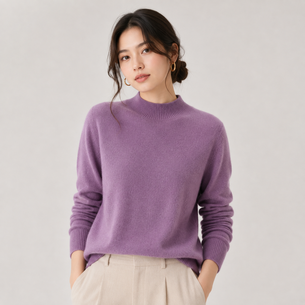Cashmere Feel Knit Sweater, Lightweight Classic Fit