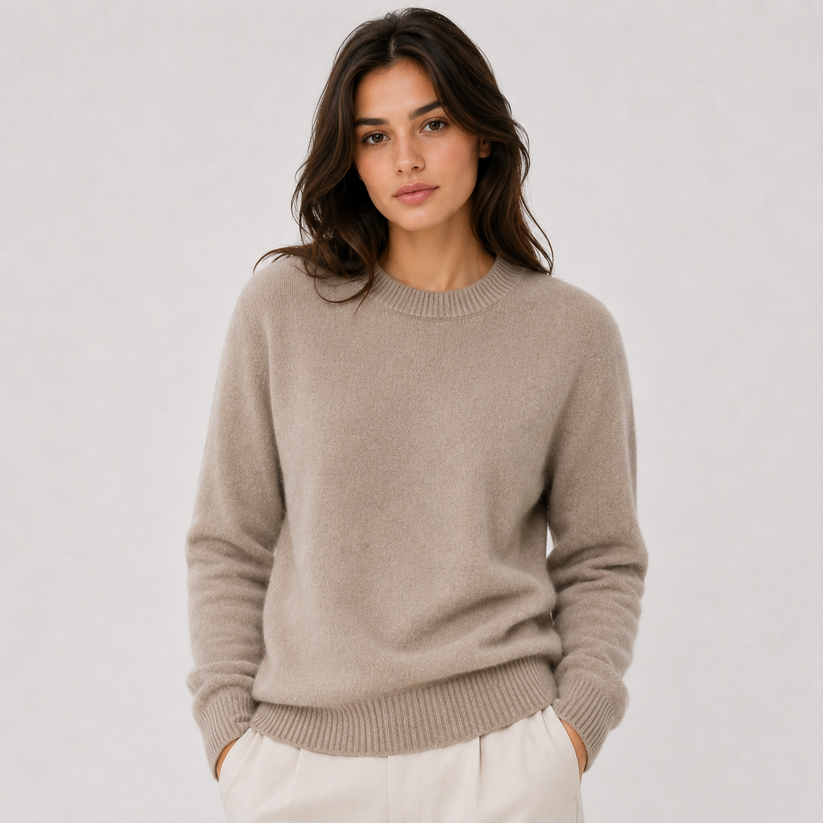 Classic Cashmere Look Sweater, Fine Knit Layering Top