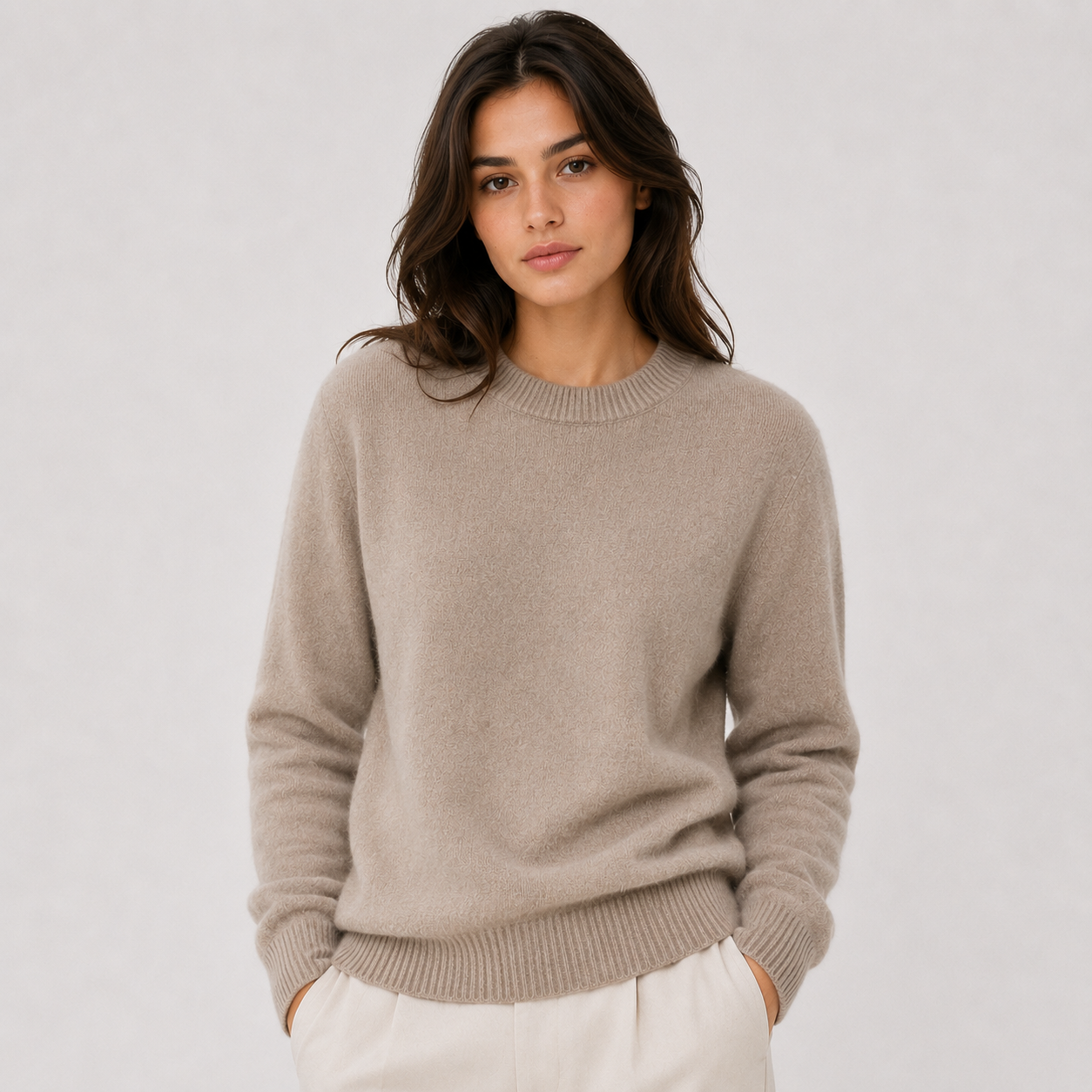 Classic Cashmere Look Sweater, Fine Knit Layering Top