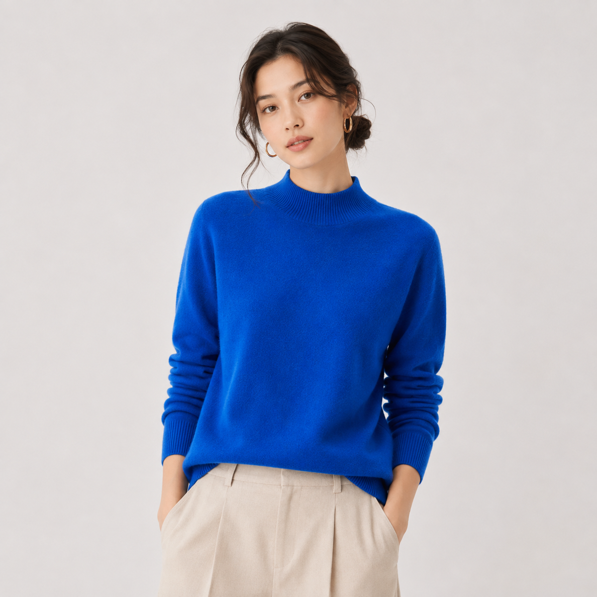 Cashmere Feel Knit Sweater, Lightweight Classic Fit