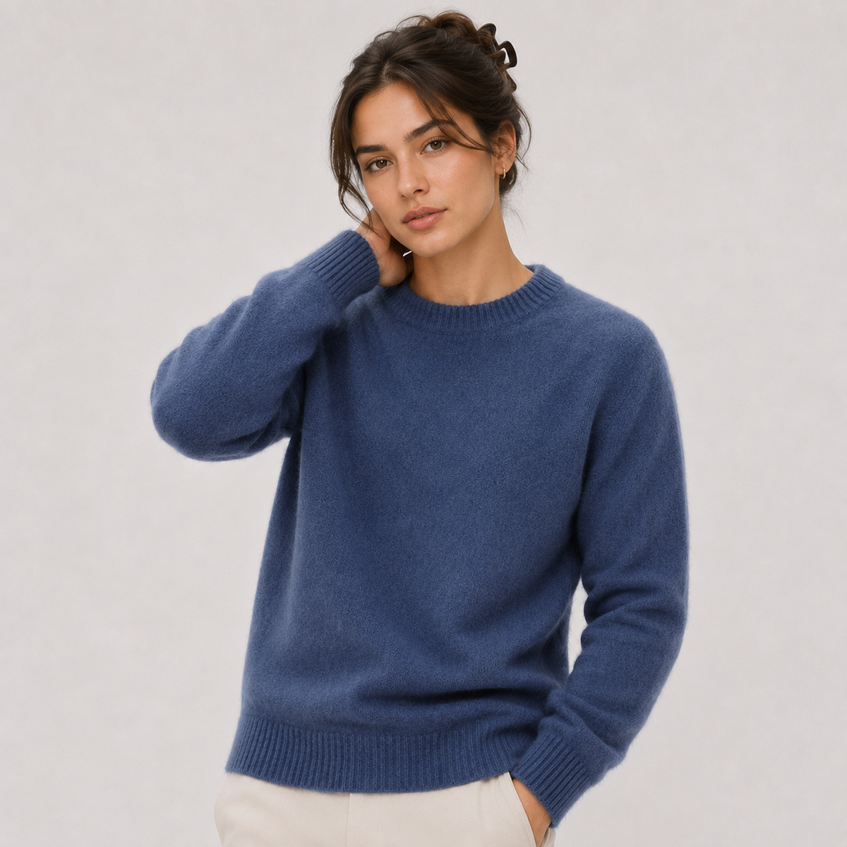 Classic Cashmere Look Sweater, Fine Knit Layering Top