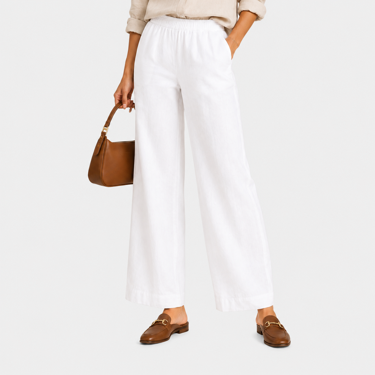 High Rise Wide Leg Trousers, Tailored Drape Office Pants