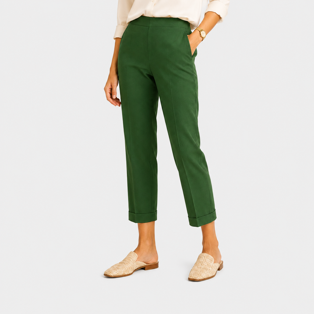 High Rise Wide Leg Trousers, Tailored Drape Office Pants
