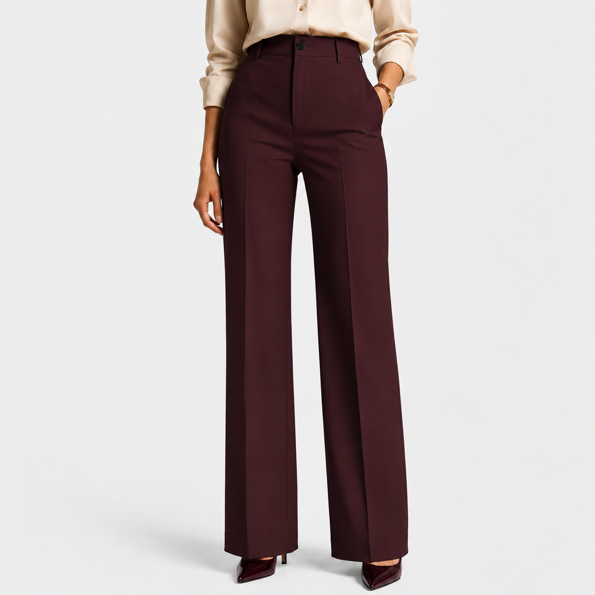 High Waisted Wide Leg Trousers, Office Ready Pants