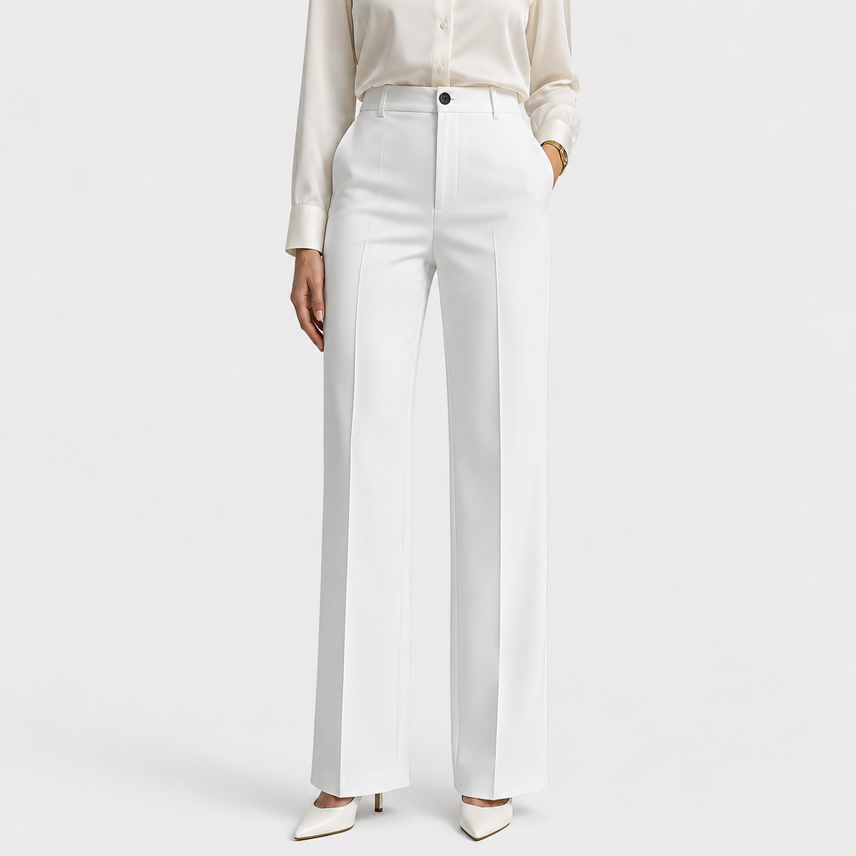 High Waisted Wide Leg Trousers, Office Ready Pants