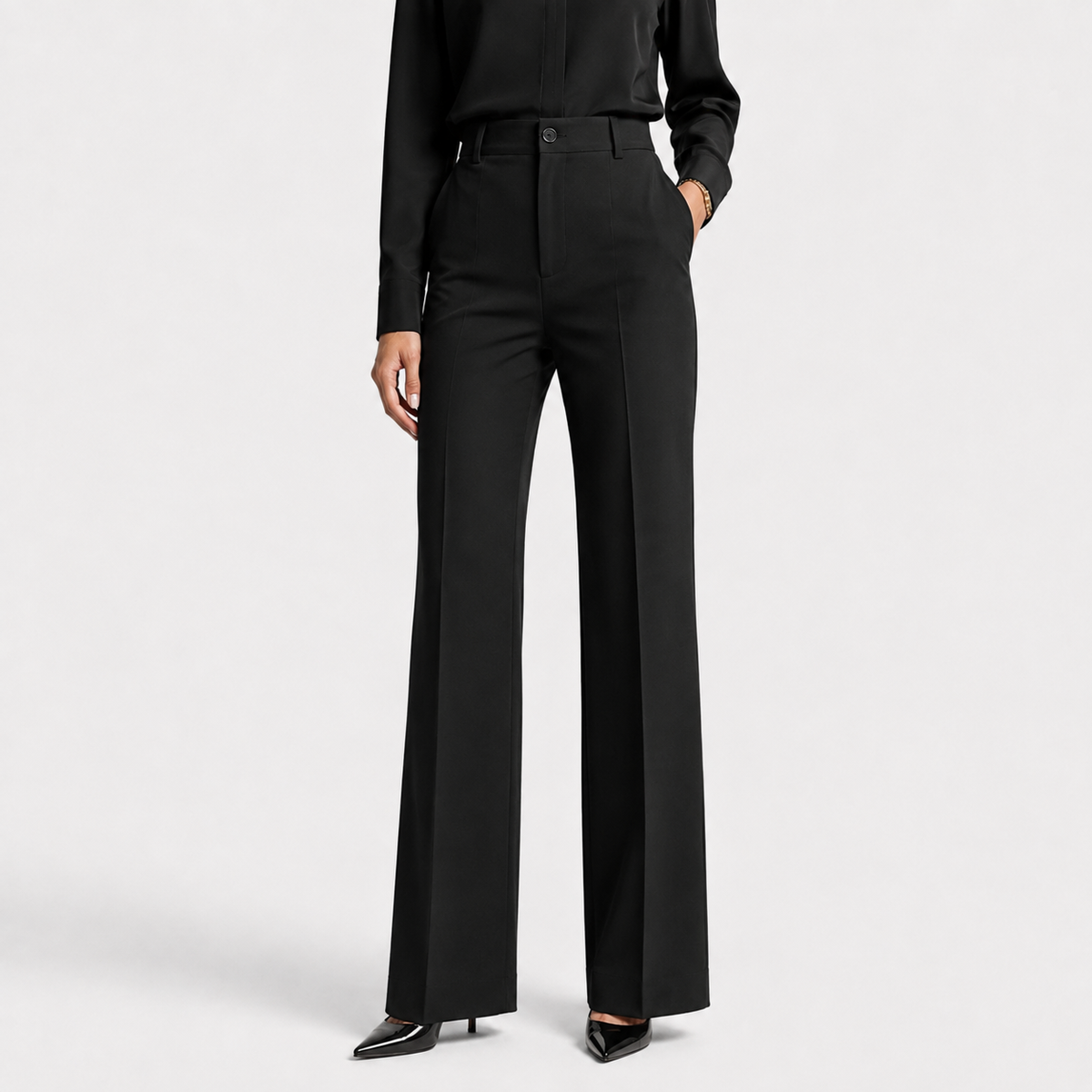 High Waisted Wide Leg Trousers, Office Ready Pants