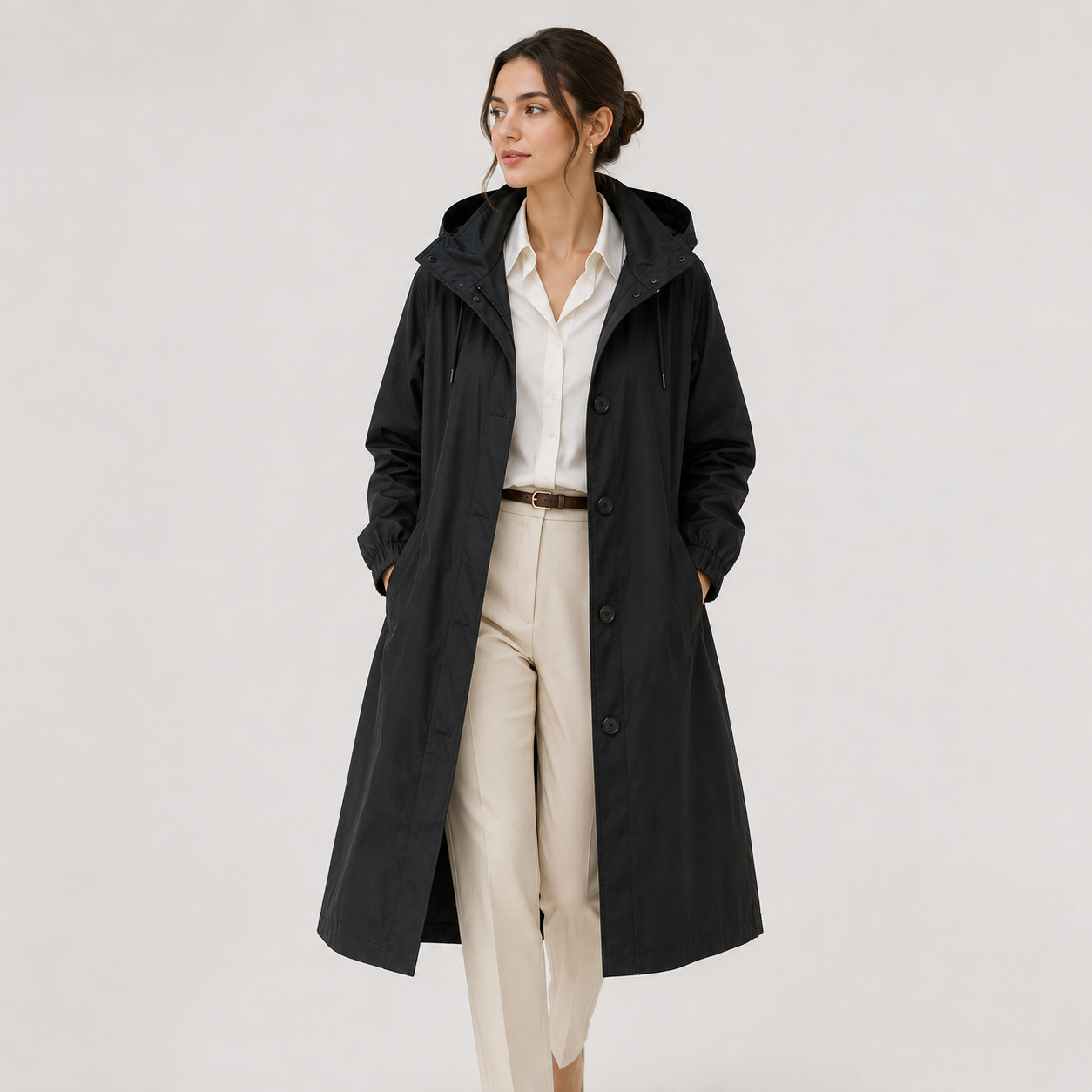 Hooded Windbreaker Rain Jacket, Water Resistant Coat