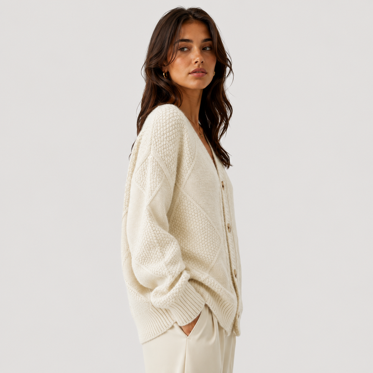 Long Sleeve Knit Cardigan, Button Front Soft Sweater