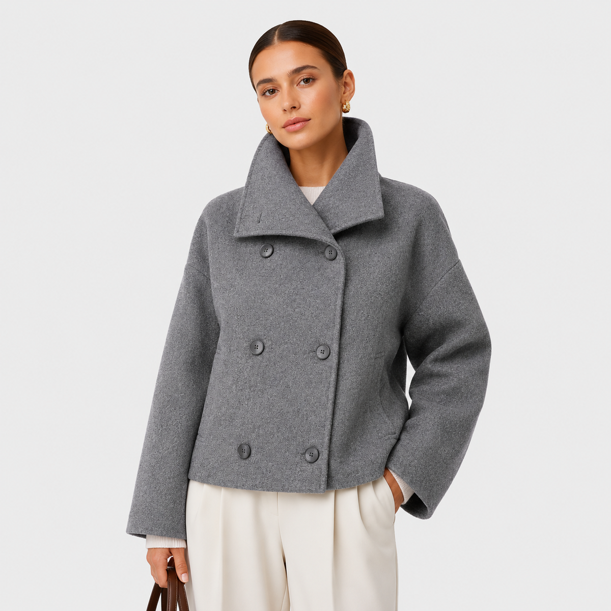 Double Breasted Jacket, Relaxed Fit Warm Outerwear